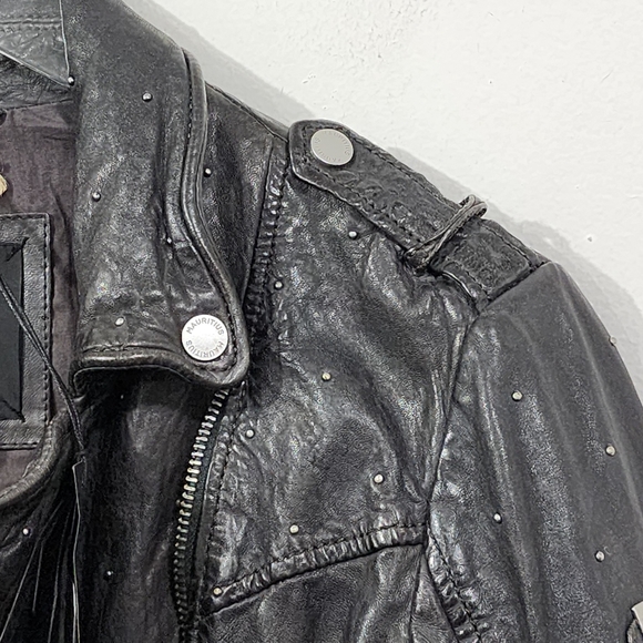 Mauritius Leather Saddy RF Studded Motorcycle Jacket in Black Women's Size M/8 - Picture 5 of 16